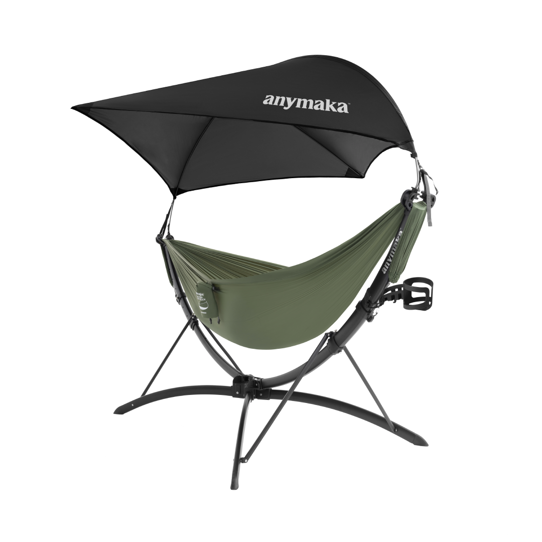 Kit completo de hamaca portátil: Soporte + Hamaca + Canopy + Bolso de transporte + Portavasos de REGALO + envío GRATIS